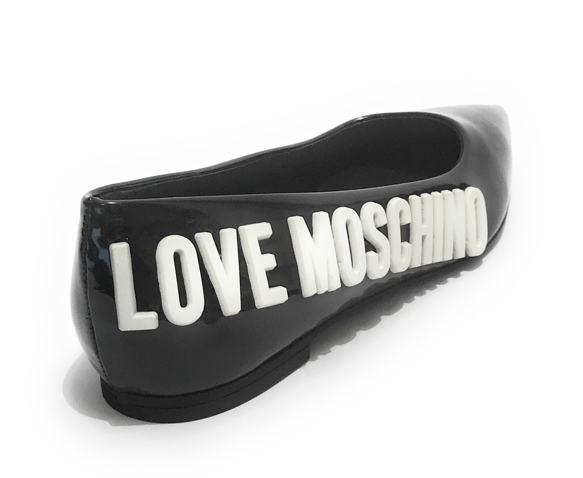 Scarpe donna Moschino ballerina a punta in colore nero vernice D21MO22