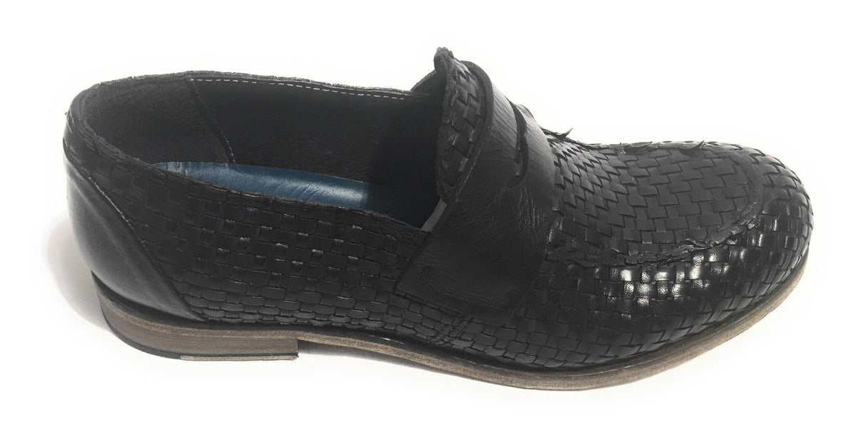 SCARPE UOMO CAVALLINI MOCASSINO F.CUOIO PELLE INTRECCIATA A MANO NERO US17CA06