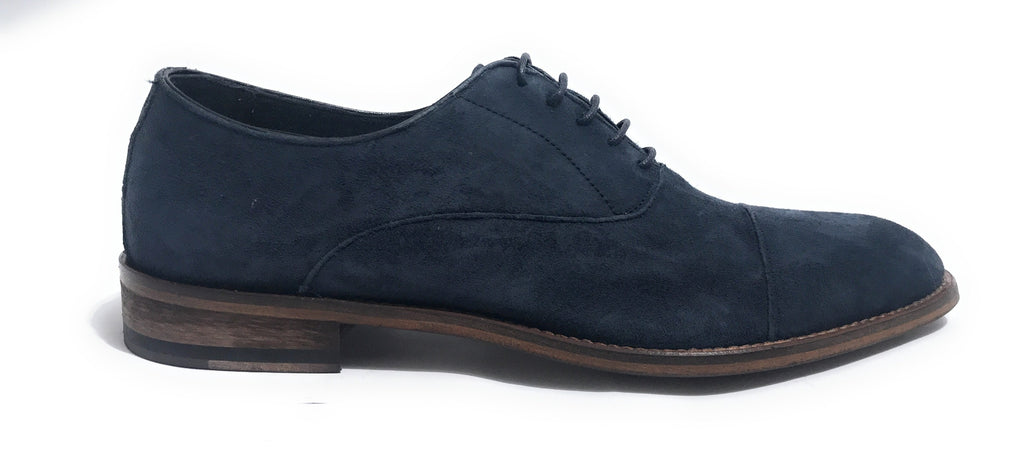 SCARPE UOMO BEN.TER FRANCESINA IN PELLE SCAMOSCIATA COL. BLU FATTA MANO US18BT26