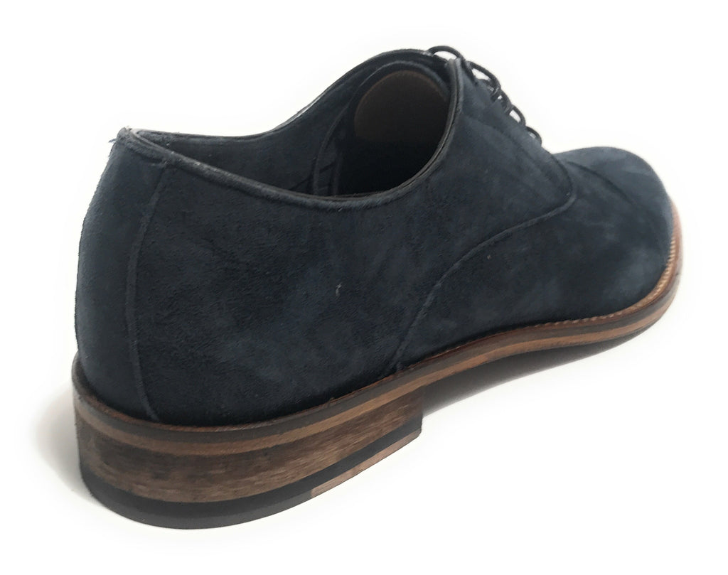 SCARPE UOMO BEN.TER FRANCESINA IN PELLE SCAMOSCIATA COL. BLU FATTA MANO US18BT26