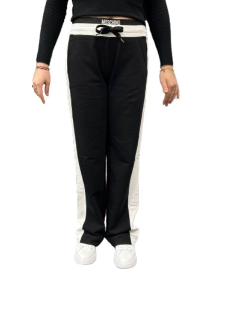 Pantalone Moschino  in felpa logo colore black white red E21MO10