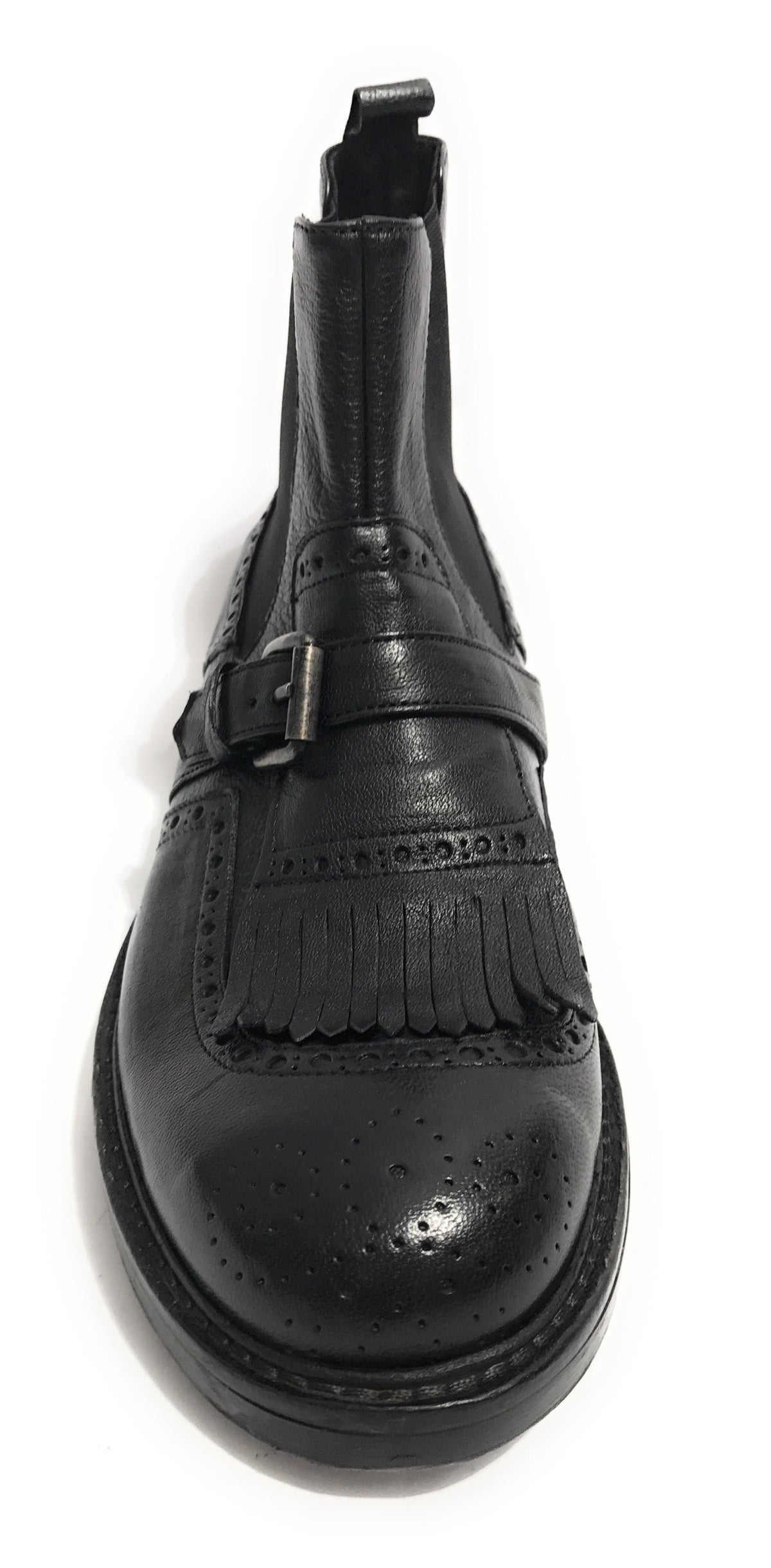 SCARPE UOMO ERNESTO DOLANI STIVALETTO BEATLES PELLE BUFALO COL. NERO CON FRANGIA U18ED02