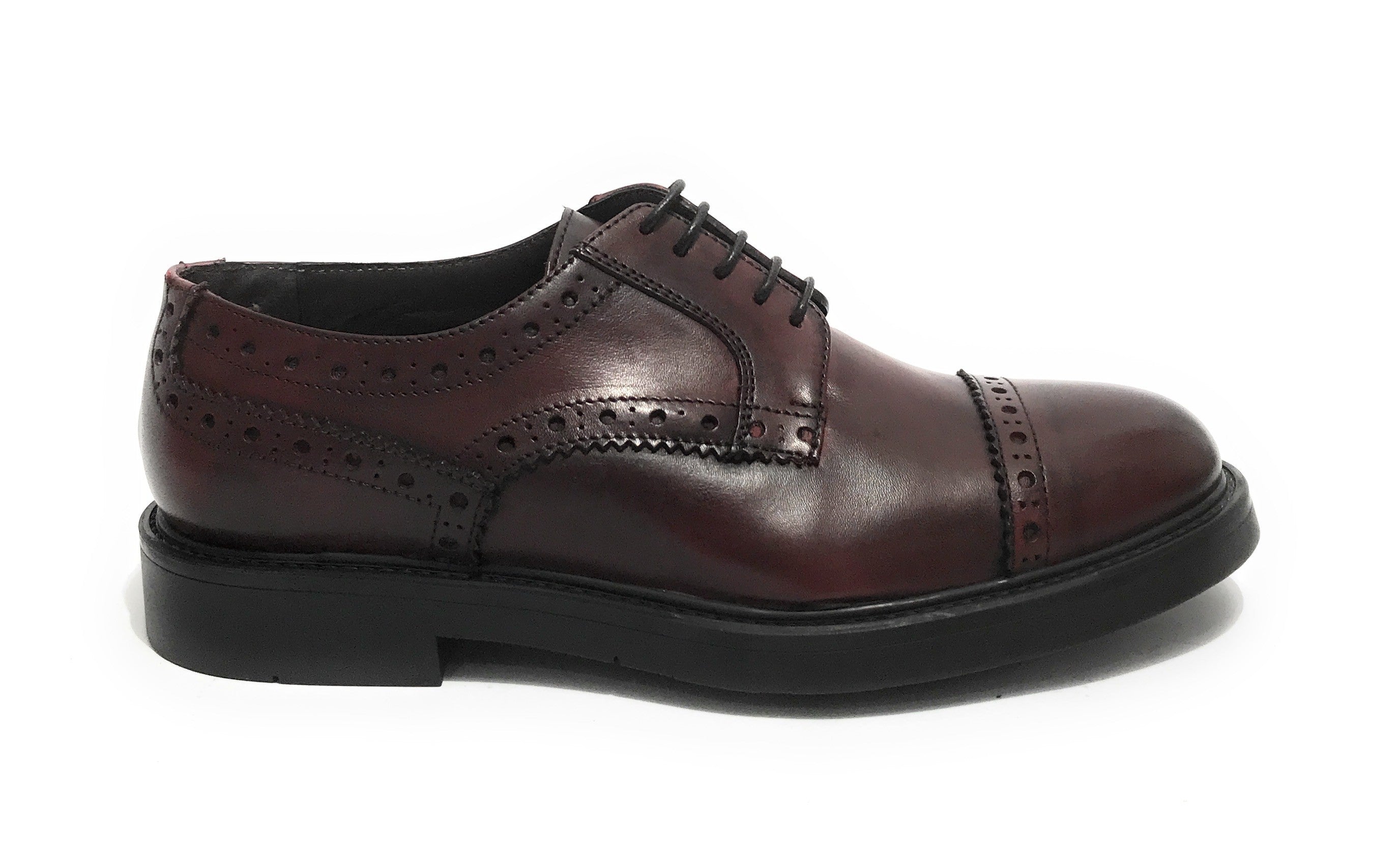 Scarpe uomo Elite francesina in pelle di vitello rosso bordeaux U22EL02