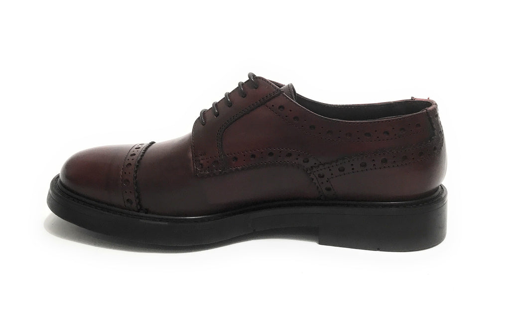 Scarpe uomo Elite francesina in pelle di vitello rosso bordeaux U22EL02