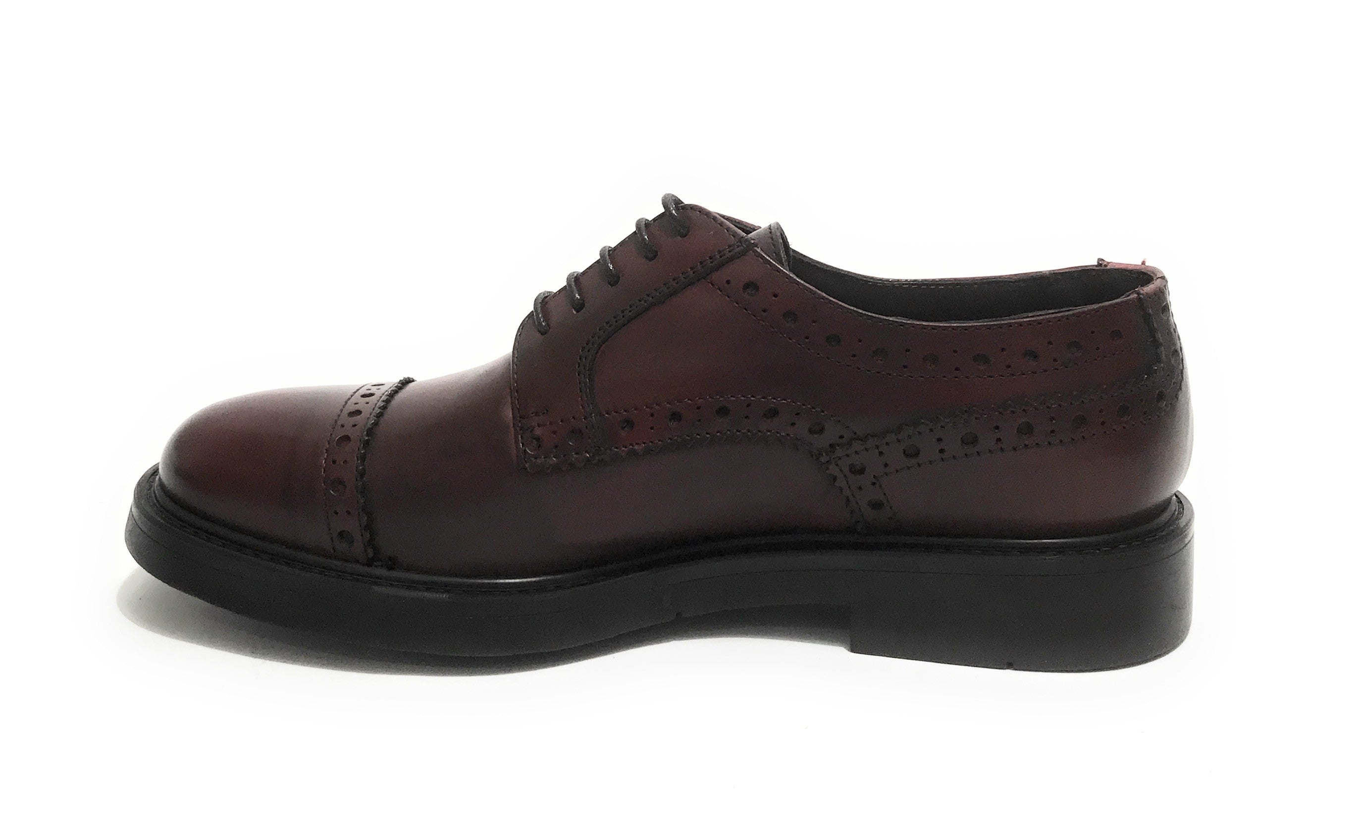 Scarpe uomo Elite francesina in pelle di vitello rosso bordeaux U22EL02