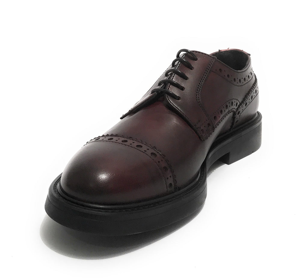 Scarpe uomo Elite francesina in pelle di vitello rosso bordeaux U22EL02