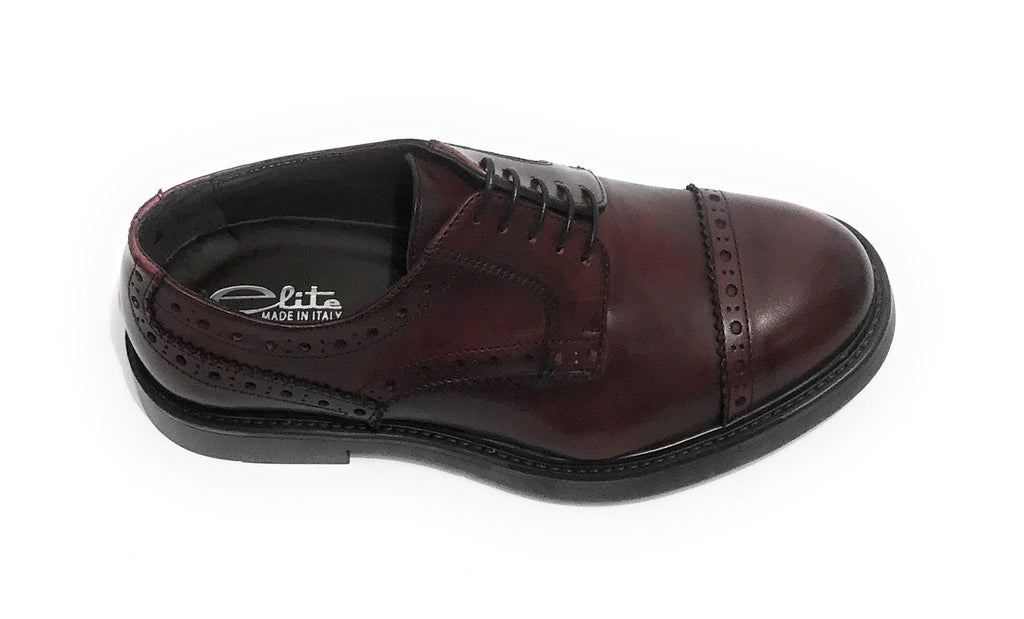 Scarpe uomo Elite francesina in pelle di vitello rosso bordeaux U22EL02