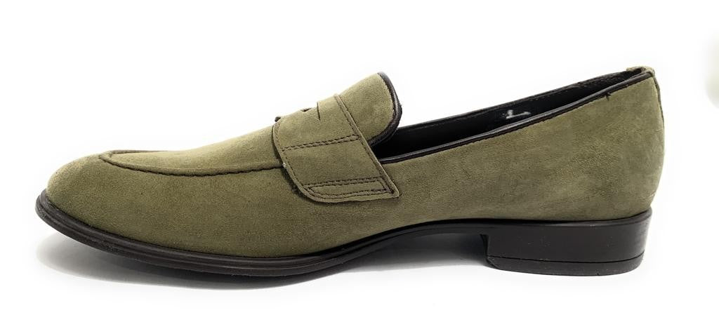 MOCASSINO UOMO ANTICA CUOIERIA MOD. AMALFI PELLE SCAMOSCIATA VERDE FORESTA US19AC05