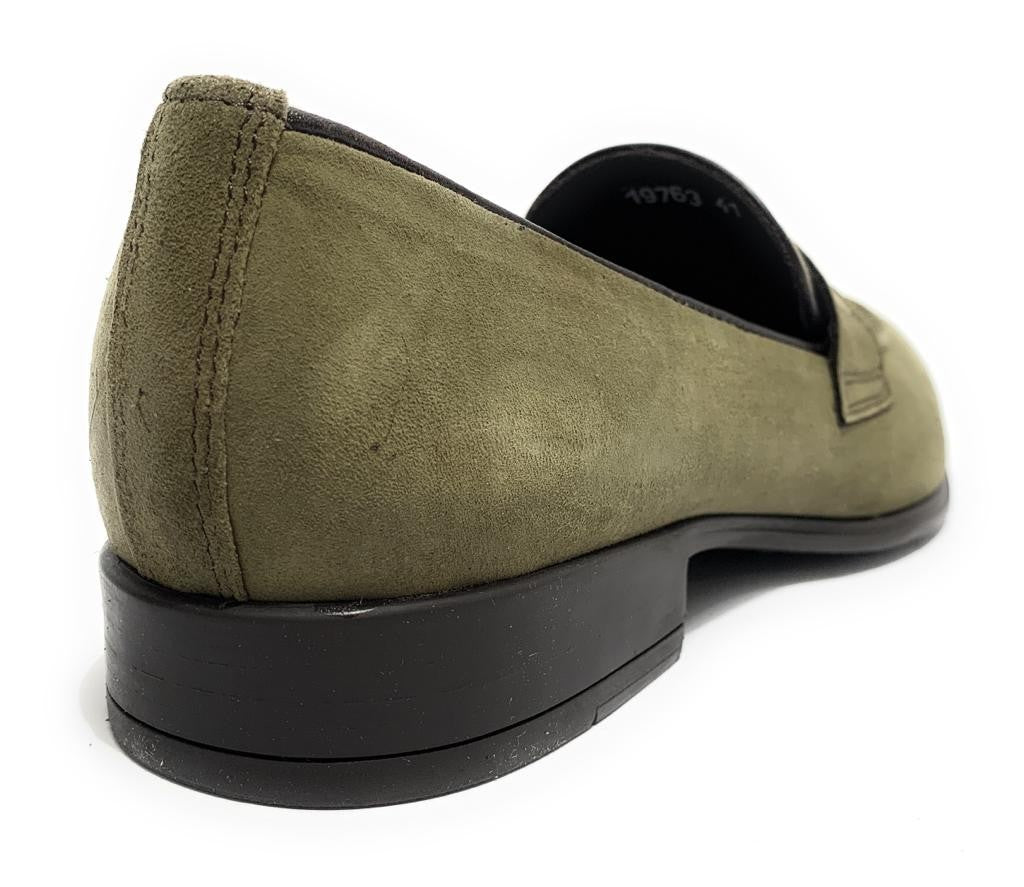 MOCASSINO UOMO ANTICA CUOIERIA MOD. AMALFI PELLE SCAMOSCIATA VERDE FORESTA US19AC05