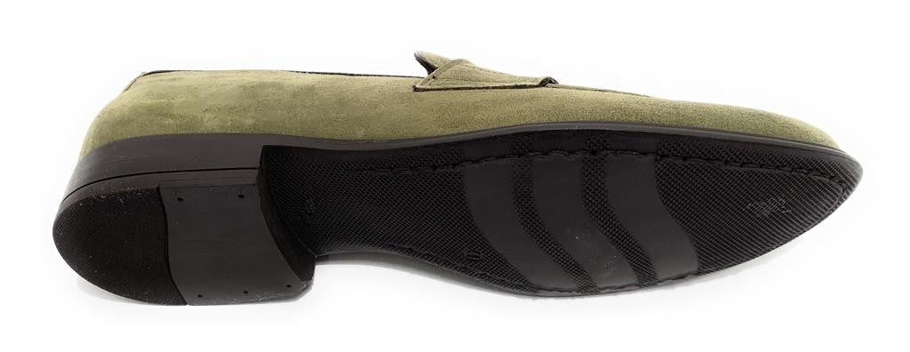 MOCASSINO UOMO ANTICA CUOIERIA MOD. AMALFI PELLE SCAMOSCIATA VERDE FORESTA US19AC05
