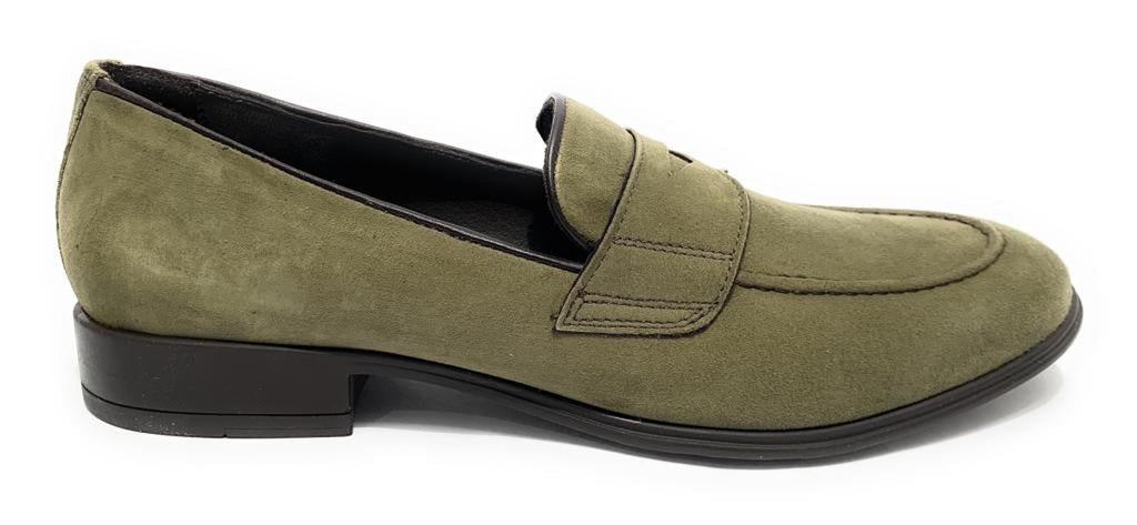 MOCASSINO UOMO ANTICA CUOIERIA MOD. AMALFI PELLE SCAMOSCIATA VERDE FORESTA US19AC05