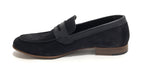 Scarpe Ton Goût mocassino in pelle scamosciata/ montone colore blu uomo US19TG04