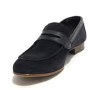 Scarpe Ton Goût mocassino in pelle scamosciata/ montone colore blu uomo US19TG04