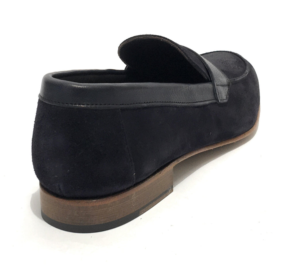 Scarpe Ton Goût mocassino in pelle scamosciata/ montone colore blu uomo US19TG04