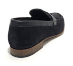 Scarpe Ton Goût mocassino in pelle scamosciata/ montone colore blu uomo US19TG04