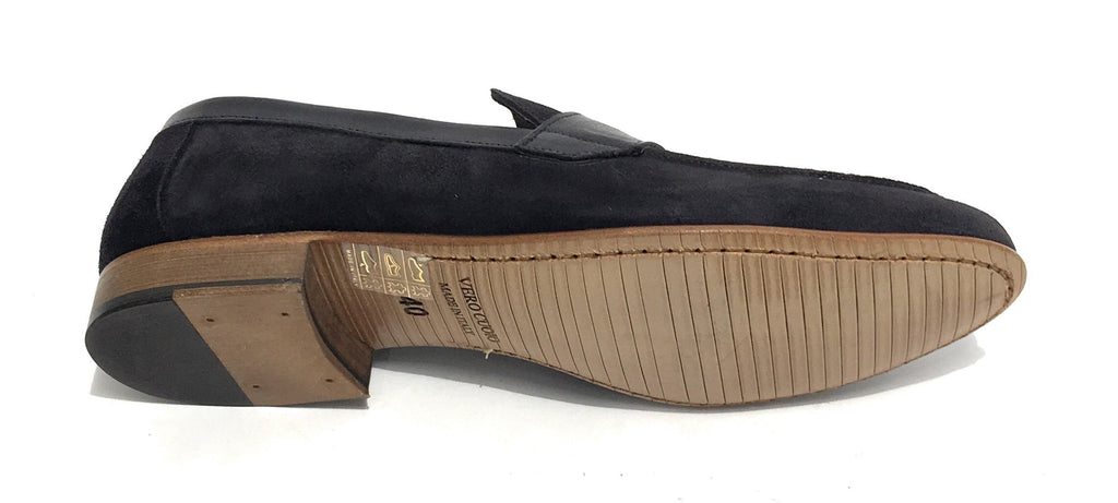 Scarpe Ton Goût mocassino in pelle scamosciata/ montone colore blu uomo US19TG04