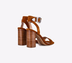 SCARPE DONNA SANDALO LIU-JO MOD. ZOE TC 95 PELLE SCAMOSCIATA COLORE TAN DS19LJ22