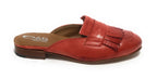 Scarpe donna Elite sabot con frange in pelle rosso Pompei DS21EL02