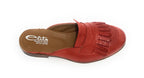 Scarpe donna Elite sabot con frange in pelle rosso Pompei DS21EL02