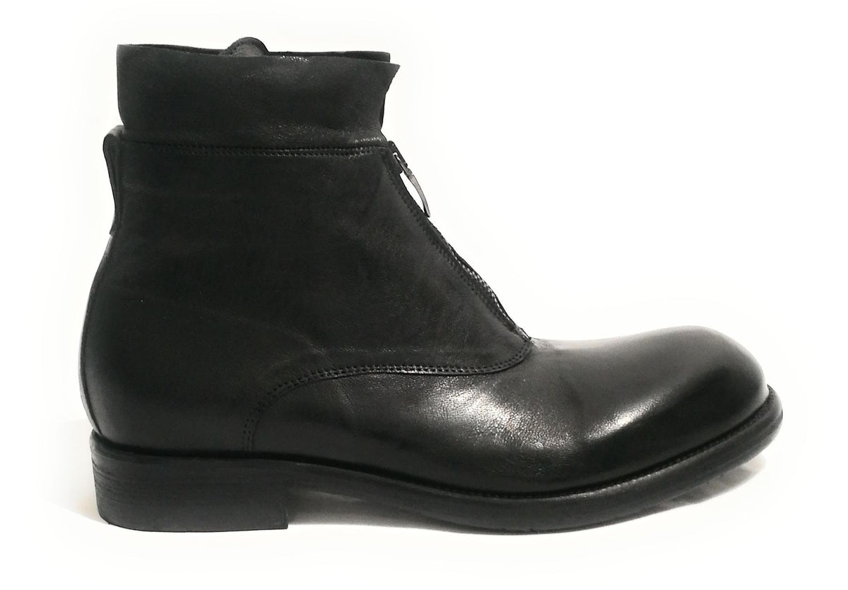 Scarpe Ton Goût polacchino a zip uomo stivaletto pelle nero U19TG01