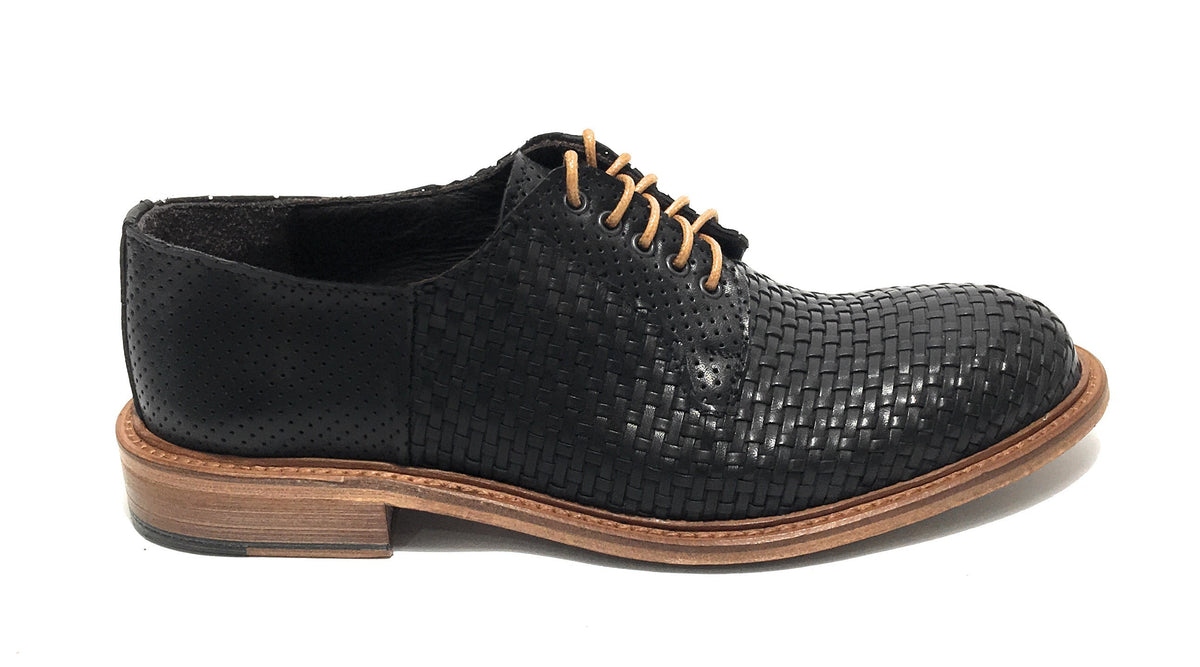 Scarpe Ton Goût francesina in pelle intrecciata/ traforata nero uomo US19TG06