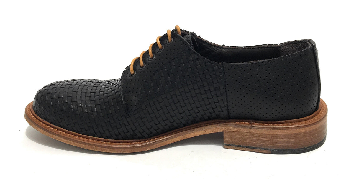 Scarpe Ton Goût francesina in pelle intrecciata/ traforata nero uomo US19TG06