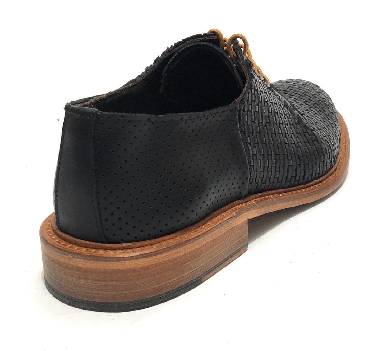 Scarpe Ton Goût francesina in pelle intrecciata/ traforata nero uomo US19TG06