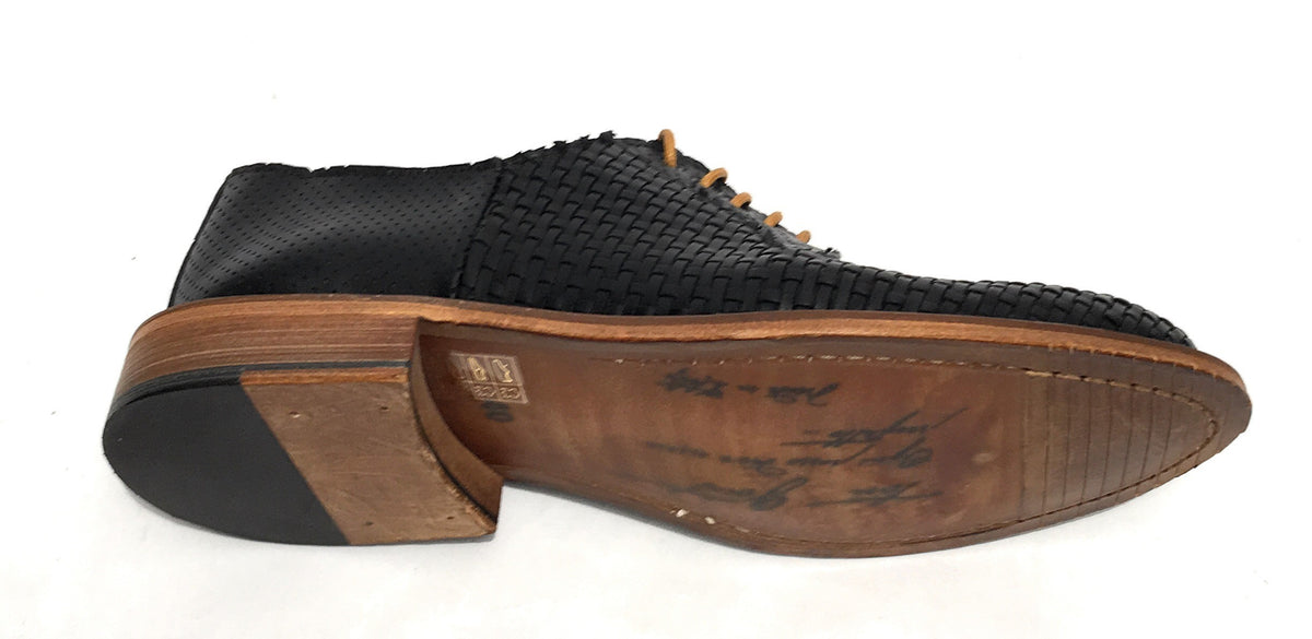 Scarpe Ton Goût francesina in pelle intrecciata/ traforata nero uomo US19TG06