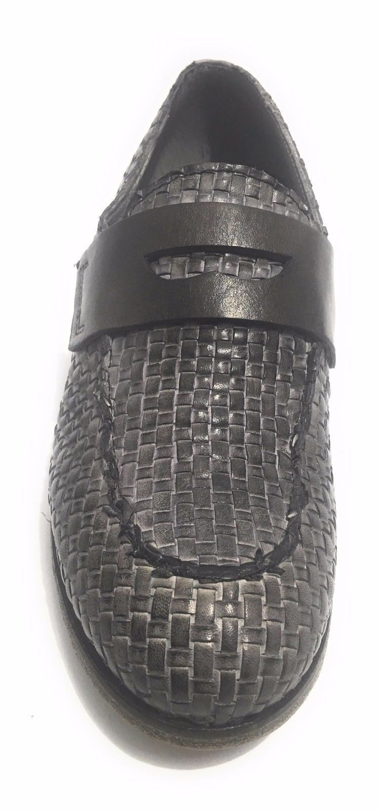SCARPE UOMO CAVALLINI MOCASSINO F.CUOIO PELLE INTRECCIATA A MANO GREY US17CA04