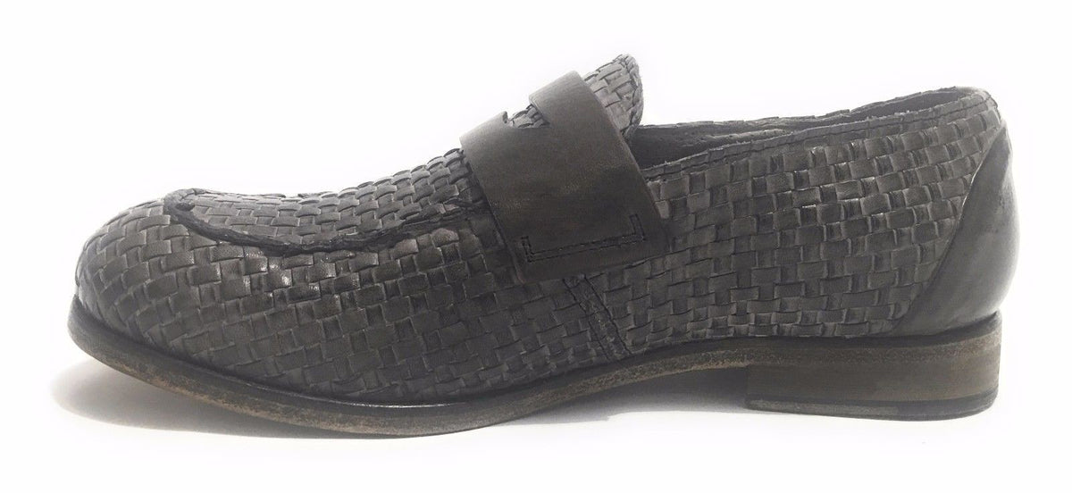 SCARPE UOMO CAVALLINI MOCASSINO F.CUOIO PELLE INTRECCIATA A MANO GREY US17CA04