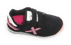 Scarpe bambino Munich sneaker con strap Mini Goal in suede nero/ tessuto Z21MU09