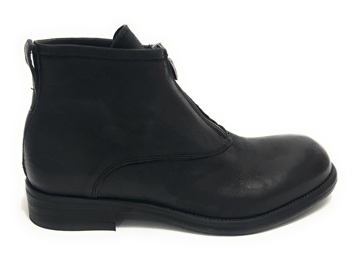Scarpe Ton Goût stivaletto uomo con zip in pelle vintage nero U20TG05