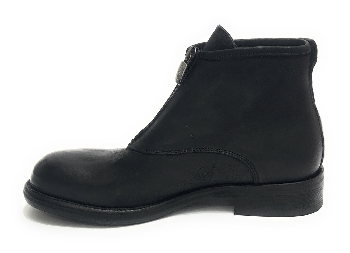 Scarpe Ton Goût stivaletto uomo con zip in pelle vintage nero U20TG05