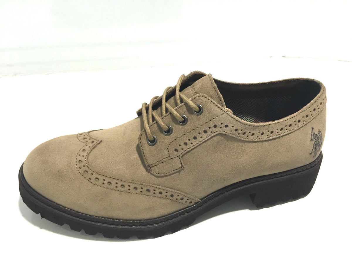 SCARPE DONNA US POLO FRANCESINA IN CAMOSCIO TAUPE  DOPPIO  CARRARMATO  D16UP04