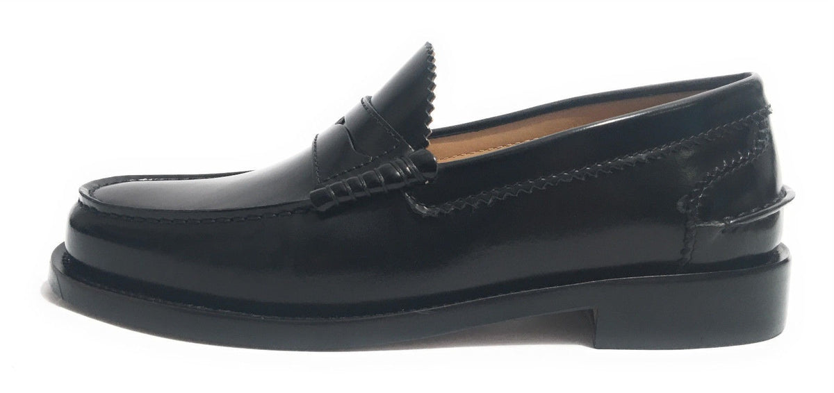 SCARPE UOMO ELITE MOCASSINO FONDO IN CUOIO CUCITO CON TACCO COLORE NERO US17EL05