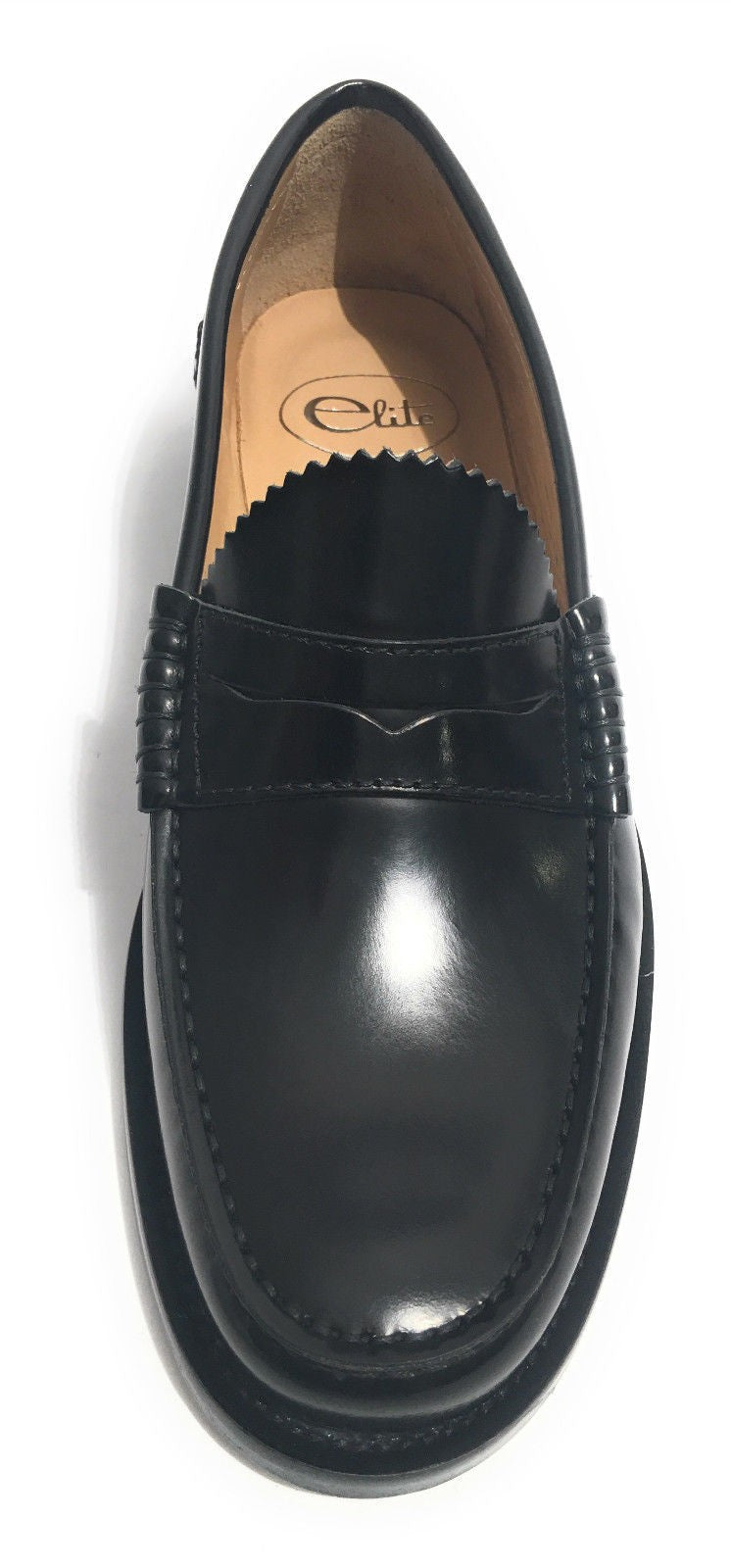 SCARPE UOMO ELITE MOCASSINO FONDO IN CUOIO CUCITO CON TACCO COLORE NERO US17EL05