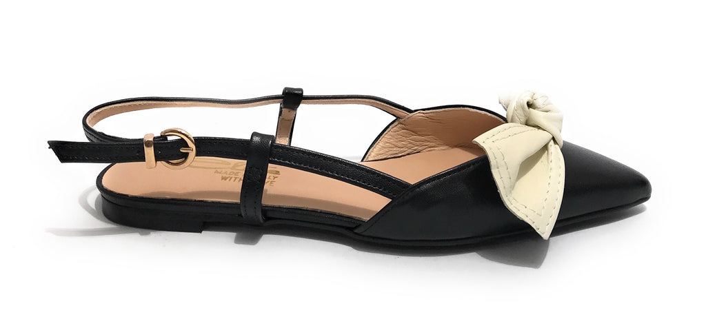 Scarpe donna Elite sabot con tallone aperto a punta in pelle colore nero DS22EL08 4525