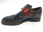 Scarpe uomo Harris con fibbia in pelle stampa cocco marrone/ rosso/ shade blu U17HA124