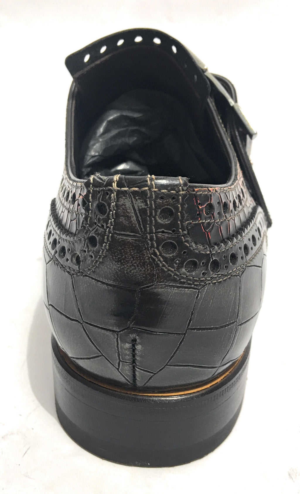 Scarpe uomo Harris con fibbia in pelle stampa cocco marrone/ rosso/ shade blu U17HA124