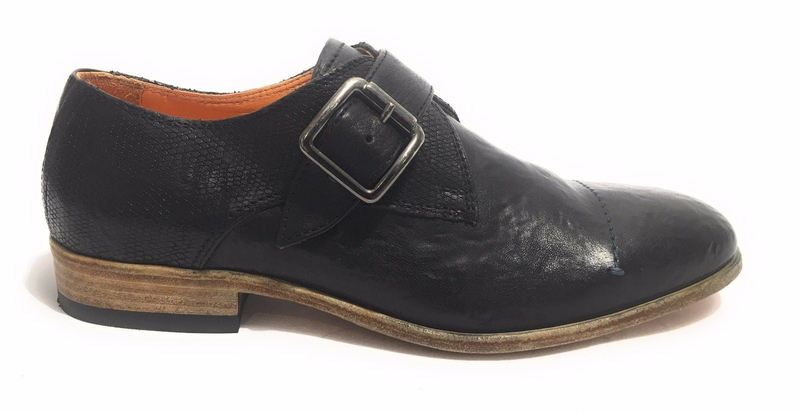 Scarpe uomo Lorenzi con fibbia in pelle burrattata safari nero US17LO03