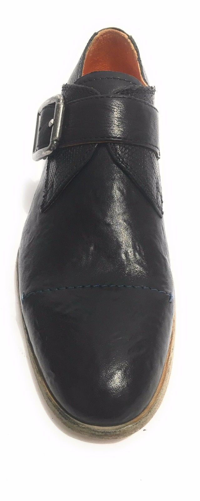 Scarpe uomo Lorenzi con fibbia in pelle burrattata safari nero US17LO03