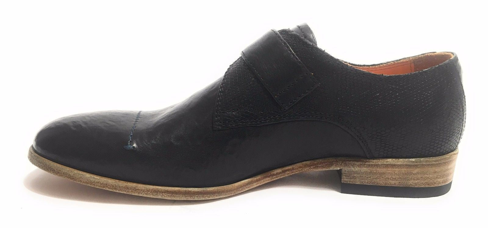 Scarpe uomo Lorenzi con fibbia in pelle burrattata safari nero US17LO03