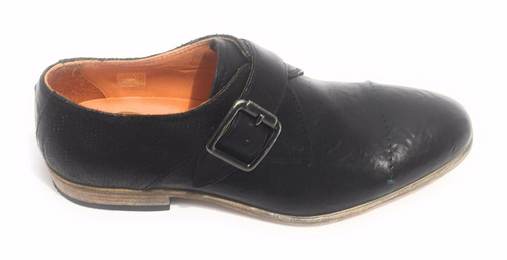Scarpe uomo Lorenzi con fibbia in pelle burrattata safari nero US17LO03