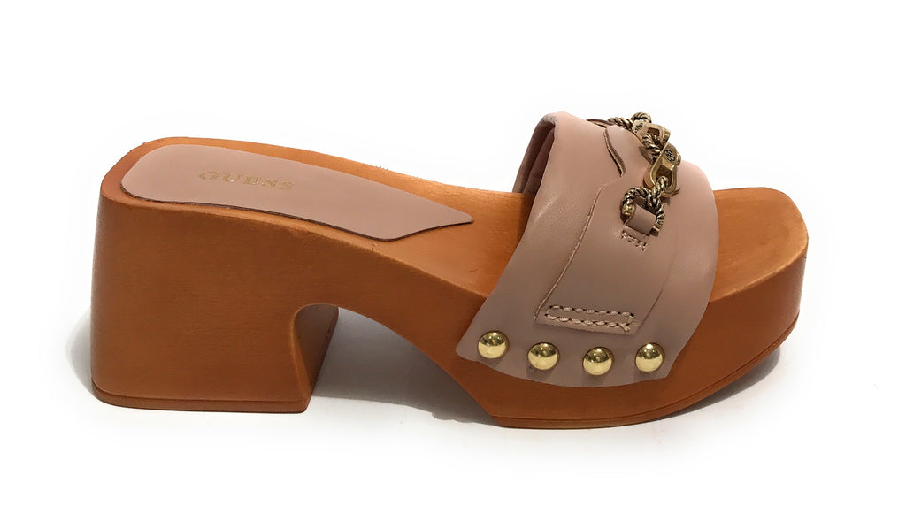 Sandalo Guess Clarissa zoccolo TC 70 in pelle sand DS22GU69 FL6CSSLEA01