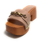 Sandalo Guess Clarissa zoccolo TC 70 in pelle sand DS22GU69 FL6CSSLEA01