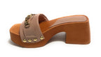 Sandalo Guess Clarissa zoccolo TC 70 in pelle sand DS22GU69 FL6CSSLEA01