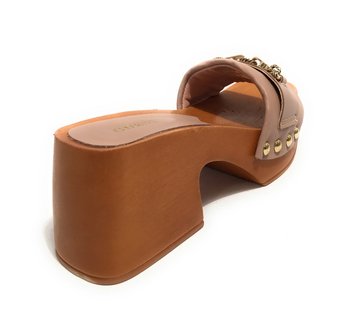 Sandalo Guess Clarissa zoccolo TC 70 in pelle sand DS22GU69 FL6CSSLEA01