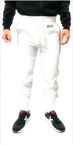 Pantalone Moschino in felpa A4314 con banda laterale colore bianco E21MO40