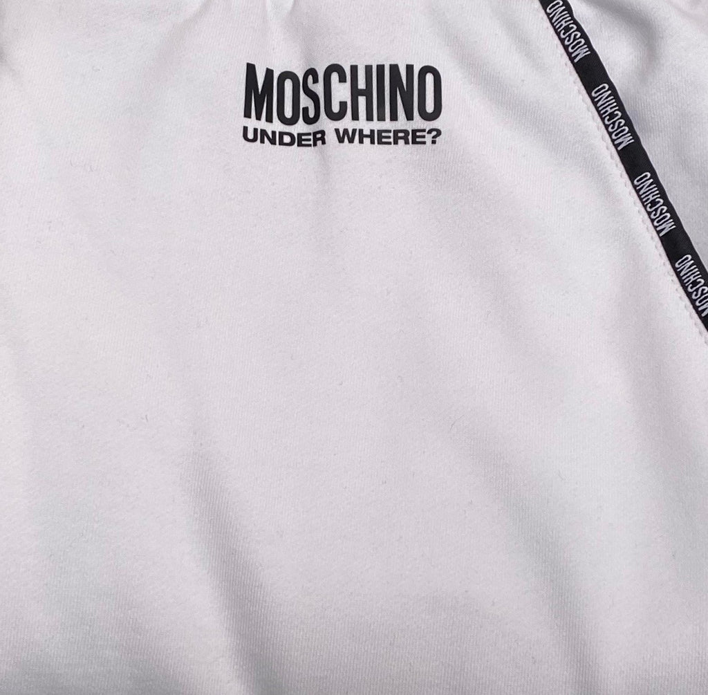 Pantalone Moschino in felpa A4314 con banda laterale colore bianco E21MO40
