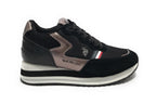 Scarpe donna US Polo sneaker running Sylvi 001C in suede/ ecopelle black/ peltro D23UP05